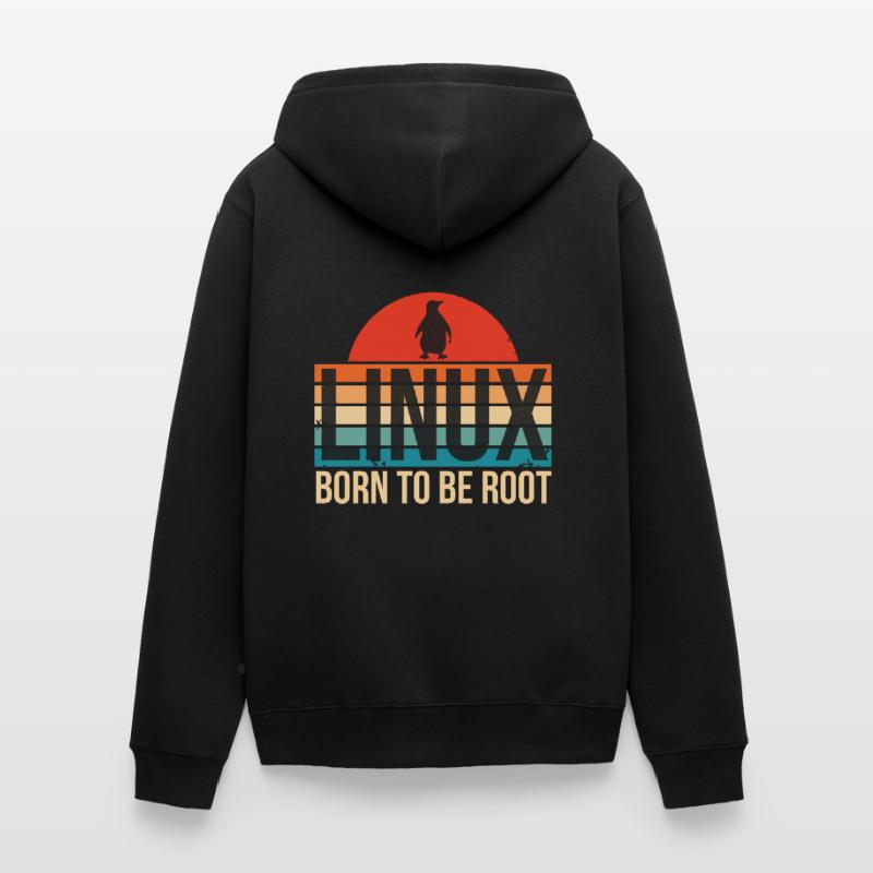 Linux né pour être Root Penguin Nerd Coding Geek Veste à capuche bio Premium Unisexe