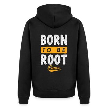 Linux né pour être Root Penguin Nerd Geek - Veste à capuche bio Premium Unisexe - noir - Dos - Nico (187cm)