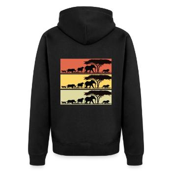 Safari Africa Retro Lion Girafe Éléphants - Veste à capuche bio Premium Unisexe - noir - Dos - Nico (187cm)