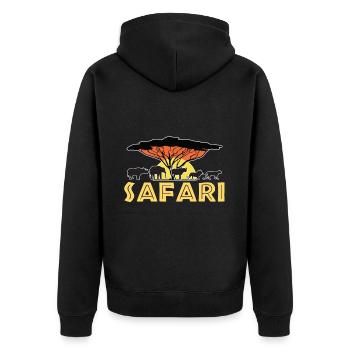 Safari en Afrique Éléphant Rhino Lion - Veste à capuche bio Premium Unisexe - noir - Dos - Nico (187cm)