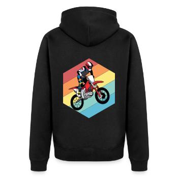 Moto Retro Race Motocross Offroad - Veste à capuche bio Premium Unisexe - noir - Dos - Nico (187cm)