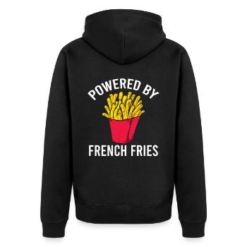 Propulsé par Français Fries - Amateurs de restauration rapide - Veste à capuche bio Premium Unisexe - noir - Dos - Nico (187cm)