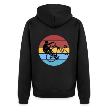 Radball - Unisex Premium Bio Zip Hoodie - Schwarz - Hinten - Nico (187cm)