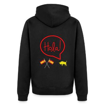 HOLA Taureau Bonjour Espagne été vacances - Veste à capuche bio Premium Unisexe - noir - Dos - Nico (187cm)