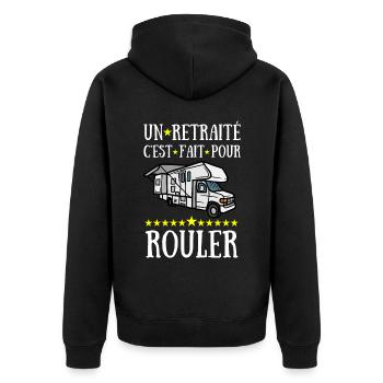 un retraité c est fait pour rouler - Veste à capuche bio Premium Unisexe - noir - Dos - Nico (187cm)