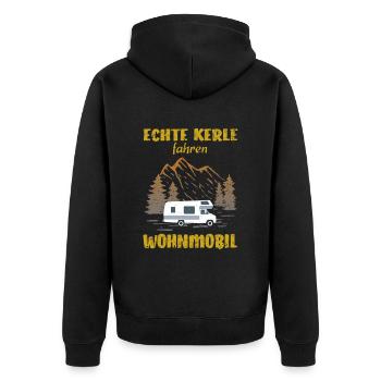 Echte Kerle fahren Wohnmobil - Unisex Premium Bio Zip Hoodie - Schwarz - Hinten - Nico (187cm)