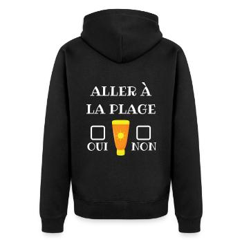 aller à la plage vacances à la mer humour choix - Veste à capuche bio Premium Unisexe - noir - Dos - Nico (187cm)