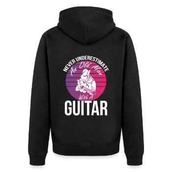 Guitare avec vieil homme Guitariste Musicien Rock - Veste à capuche bio Premium Unisexe - noir - Dos - Nico (187cm)