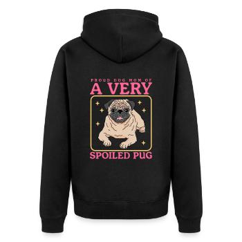 Mops Mom Hundeliebhaber Hundebesitzerin Geschenk - Unisex Premium Bio Zip Hoodie - Schwarz - Hinten - Nico (187cm)