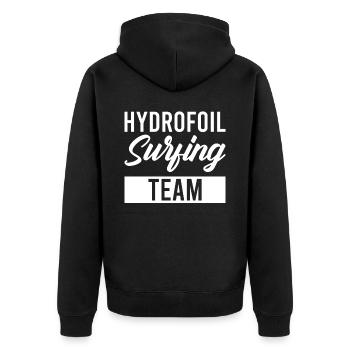 Hydrofoil Surfing Team - Wingfoil Surf - Unisex Premium Organic Zip Hoodie - black - Back - Nico (187cm)