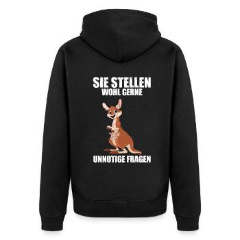 Känguru Beutel Australien - Unisex Premium Bio Zip Hoodie - Schwarz - Hinten - Nico (187cm)