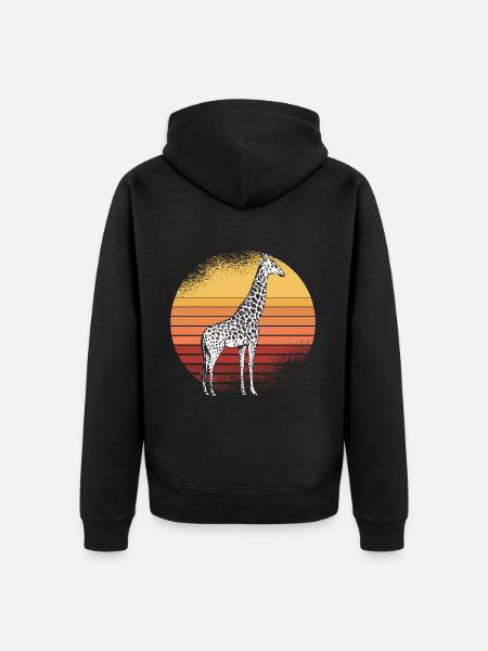 Giraffe Retro Afrika Savanne - Unisex Premium Bio Zip Hoodie - Schwarz