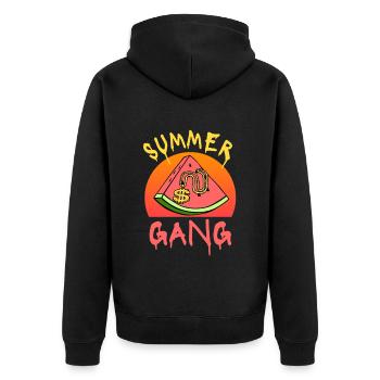 Summer gang gansgsta life chaîne en or NYC - Veste à capuche bio Premium Unisexe - noir - Dos - Nico (187cm)
