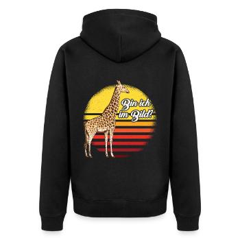 Giraffe Fotografie Safari Afrika Savanne - Unisex Premium Bio Zip Hoodie - Schwarz - Hinten - Nico (187cm)