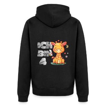 Giraffe 4 Geburtstag Safari Afrika Savanne - Unisex Premium Bio Zip Hoodie - Schwarz - Hinten - Nico (187cm)