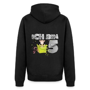 Giraffe 5 Geburtstag Safari Afrika Savanne - Unisex Premium Bio Zip Hoodie - Schwarz - Hinten - Nico (187cm)