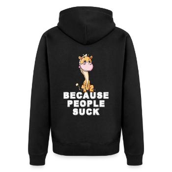 Böse Giraffe Afrika Safari Savanne - Unisex Premium Bio Zip Hoodie - Schwarz - Hinten - Nico (187cm)