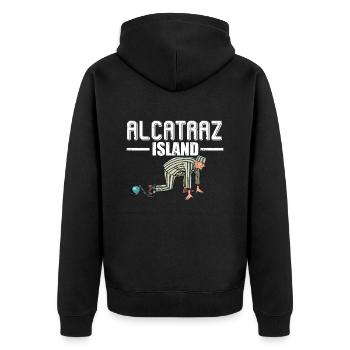 Alcatraz Insel Gefängnis Kalifornien San Francisco - Unisex Premium Bio Zip Hoodie - Schwarz - Hinten - Nico (187cm)