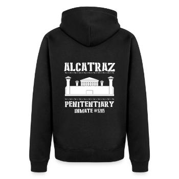 Alcatraz Gefängnismauer San Francisco Kalifornien - Unisex Premium Bio Zip Hoodie - Schwarz - Hinten - Nico (187cm)