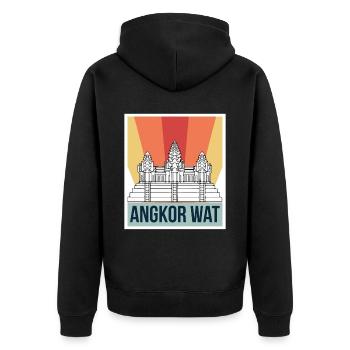 Angkor Wat Retro Kambodscha Tempel Asien - Unisex Premium Bio Zip Hoodie - Schwarz - Hinten - Nico (187cm)