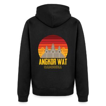 Angkor Wat Cambodge Temple Asie - Veste à capuche bio Premium Unisexe - noir - Dos - Nico (187cm)