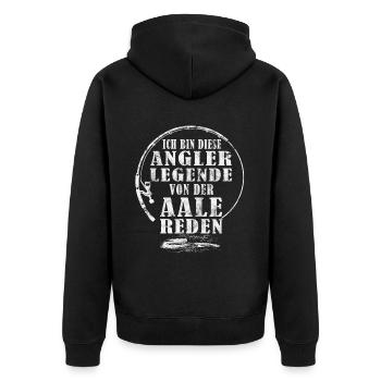 Lustige Angler Geschenke Aal Wortspiel Aal Angeln - Unisex Premium Bio Zip Hoodie - Schwarz - Hinten - Nico (187cm)
