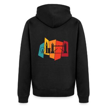 Big Ben Tower Bridge Westminster London England - Unisex Premium Bio Zip Hoodie - Schwarz - Hinten - Nico (187cm)