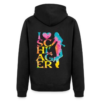 Schlager Schlagermusik Schlagerfan Party Outfit - Unisex Premium Bio Zip Hoodie - Schwarz - Hinten - Nico (187cm)