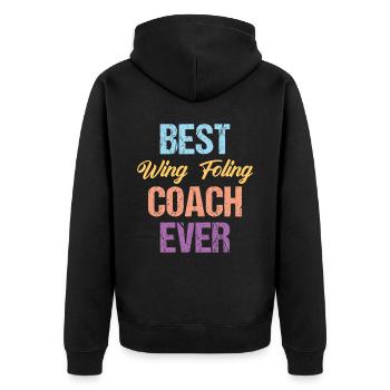 Best Wing Foling Coach Ever - Wingfoil Surfer - Unisex Premium Organic Zip Hoodie - black - Back - Nico (187cm)