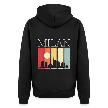 Milan Moon Skyline Rétro Cathédrale de Milan - Veste à capuche bio Premium Unisexe - noir - Dos - Nico (187cm)
