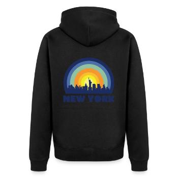 New York City Statue of Liberty Skyline Big Apple - Unisex Premium Organic Zip Hoodie - black - Back - Nico (187cm)