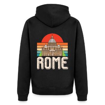 Rom Vatikan Italien Römer Sunrise italienisch - Unisex Premium Bio Zip Hoodie - Schwarz - Hinten - Nico (187cm)