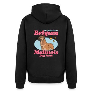 Belgian Malinois Mom Hunde Hundebesitzer Geschenk - Unisex Premium Bio Zip Hoodie - Schwarz - Hinten - Nico (187cm)