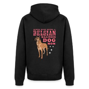 Belgian Malinois Mom Hundebesitzer Geschenk - Unisex Premium Bio Zip Hoodie - Schwarz - Hinten - Nico (187cm)