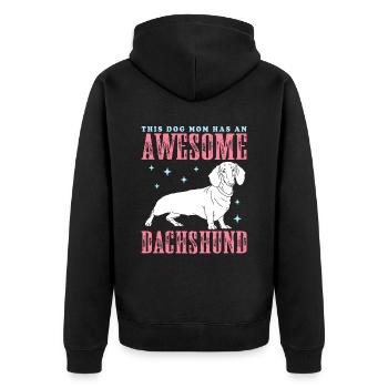 Dachshund Mom | Dackel Hundebesitzerin Geschenk - Unisex Premium Bio Zip Hoodie - Schwarz - Hinten - Nico (187cm)