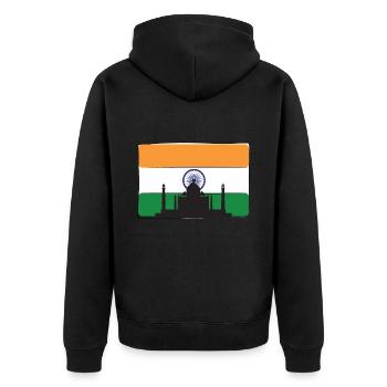 Indien Flagge Taj Mahal Palast Mausoleum Südasien - Unisex Premium Bio Zip Hoodie - Schwarz - Hinten - Nico (187cm)