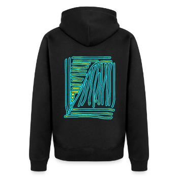 kaligraphie drawing turkis yellow - Unisex Premium Organic Zip Hoodie - black - Back - Nico (187cm)