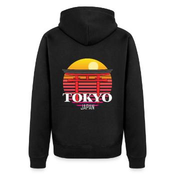 Tokyo Japan Temple Tourist Asia Japanese - Unisex Premium Organic Zip Hoodie - black - Back - Nico (187cm)