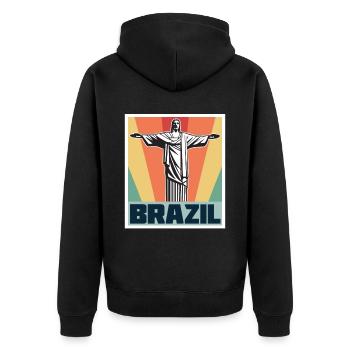 Brésil Rétro Cristo Redentor Christ le Rédempteur Statue Rio - Veste à capuche bio Premium Unisexe - noir - Dos - Nico (187cm)