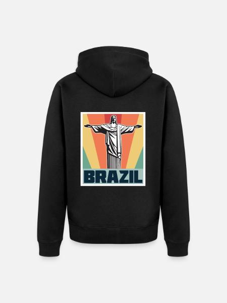 Brasil Retro Cristo Redentor Cristo Redentor Estatua del Redentor Río - Chaqueta con capucha prémium ecológica unisex - negro