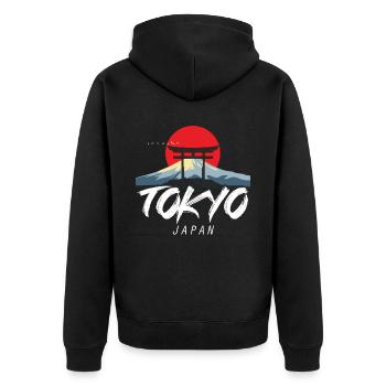 Tokyo Mountains Japan Tourist Asia Japanese - Unisex Premium Organic Zip Hoodie - black - Back - Nico (187cm)