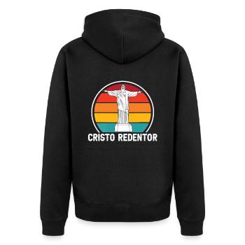 Christ Cristo Redentor Brésil Rio de Janeiro - Veste à capuche bio Premium Unisexe - noir - Dos - Nico (187cm)