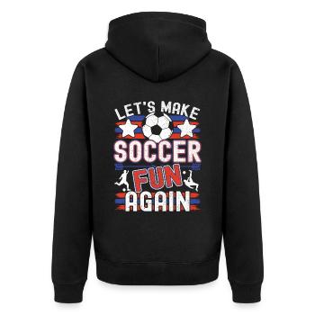 USA Fußball Amerikanische Flagge Farben Spruch - Unisex Premium Bio Zip Hoodie - Schwarz - Hinten - Nico (187cm)