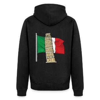 Italien Flagge mit schiefer Turm von Pisa - Unisex Premium Bio Zip Hoodie - Schwarz - Hinten - Nico (187cm)