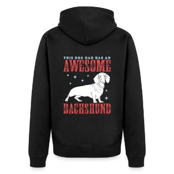 Dachshund Dad | Hunde Dackel Hundepapa Geschenk - Unisex Premium Bio Zip Hoodie - Schwarz - Hinten - Nico (187cm)