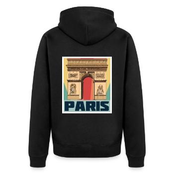 Paris Français Arc de Triomphe Rétro France - Veste à capuche bio Premium Unisexe - noir - Dos - Nico (187cm)