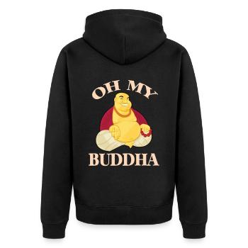 Oh mon Bouddha Bouddhisme Méditation Détendez-vous - Veste à capuche bio Premium Unisexe - noir - Dos - Nico (187cm)