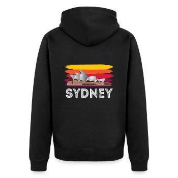 Concert de l’Opéra rétro de Sydney en Australie - Veste à capuche bio Premium Unisexe - noir - Dos - Nico (187cm)