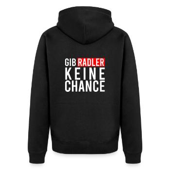 Gib Radler keine Chance - Unisex Premium Bio Zip Hoodie - Schwarz - Hinten - Nico (187cm)