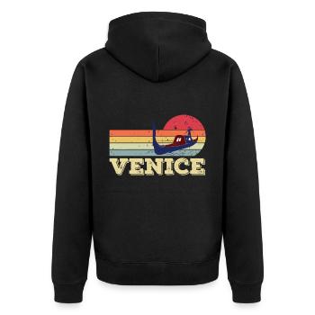 Venise Grand Canal Gondole Italie Romance - Veste à capuche bio Premium Unisexe - noir - Dos - Nico (187cm)